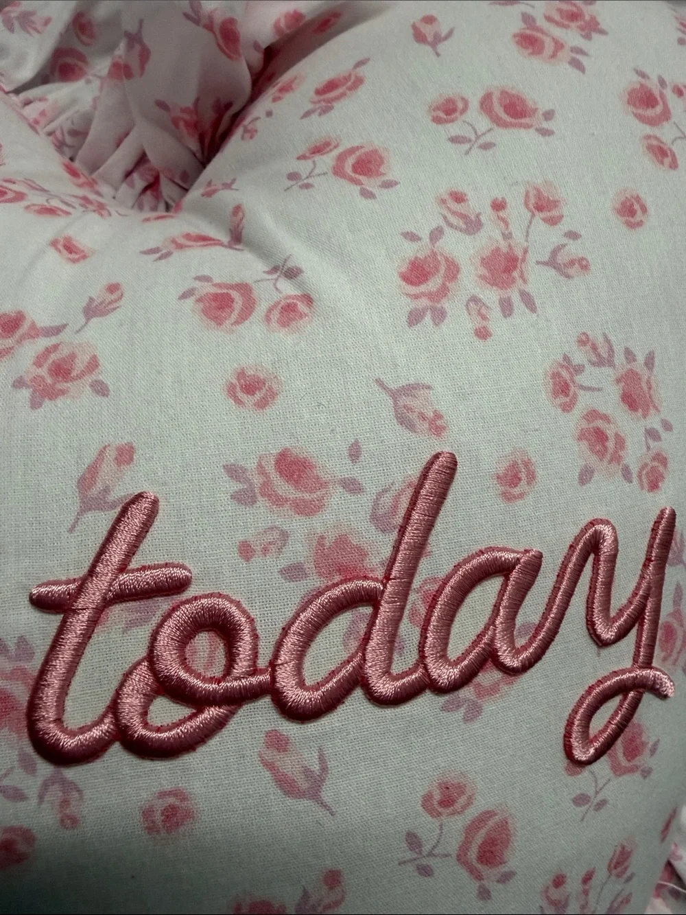 Style House | “Not Today”Embroidered Pillow Floral Heart Home Decor